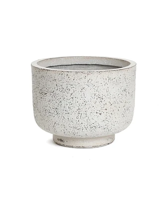 LuxenHome Rustic White with Gray -Inch Tall Round MgO Planter