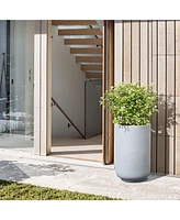 LuxenHome Minimalistic Modern Gray 23-Inch Tall Round MgO Planter