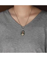 Bling Jewelry Oval Sacred Heart Jesus Pendant Necklace Silver Stainless Steel Medallion