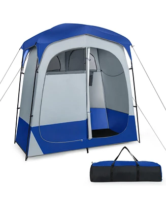 2 Rooms Oversize Privacy Shower Tent with Removable Rain Fly and Inside Pocket