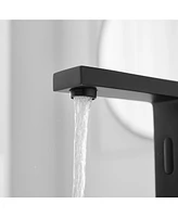 Automatic Sensor Touchless Bathroom Sink Faucet With Deck Plate In Matte Black