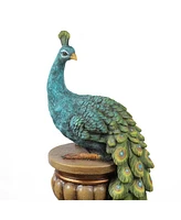 LuxenHome Resin Pedestal Peacock and Urns Outdoor Fountain