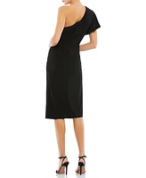 Mac Duggal Women's One Shoulder Midi Length Jersey Dress