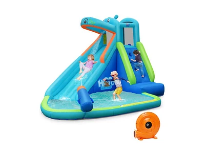 Hippo Inflatable Water Slide Bounce House with Air Blower