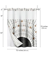 Americanflat 72x75 Hookless Shower Curtain - Abstract Black Bronze Shower Curtain with Sheer Panel, Snap-In Liner, and Grommets - 100% Polyester