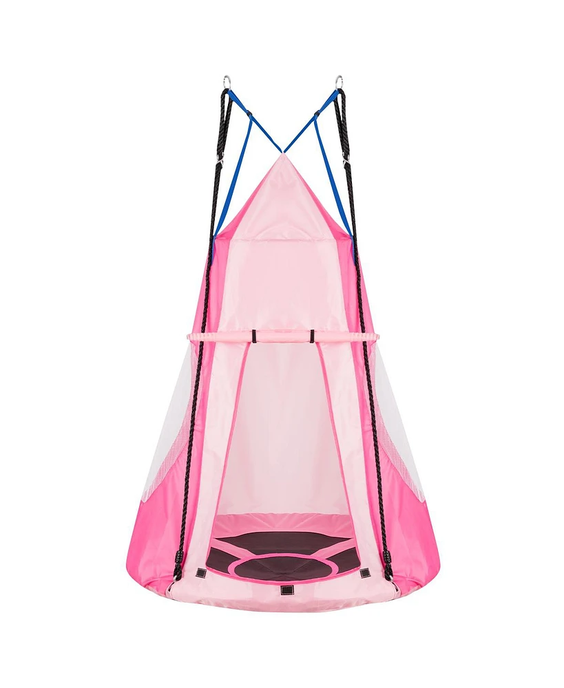 2-in-1 40 Inch Kids Hanging Chair Detachable Swing Tent