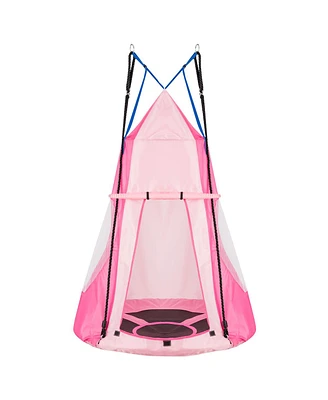 2-in-1 40 Inch Kids Hanging Chair Detachable Swing Tent