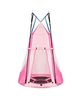 2-in-1 40 Inch Kids Hanging Chair Detachable Swing Tent