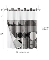 Americanflat 72x75 Hookless Shower Curtain - Abstract Shower Black Grey Curtain with Sheer Panel, Snap-In Liner, and Grommets