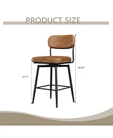 Set of 2 Swivel Bar Stools with Leather Cushions and Metal Frame Modern 360 Degree Rotating Counter Height Chairs for Kitchen or Restaurant-The Pop Ho