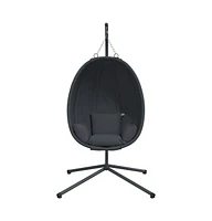 Hanging Egg Chair with Stand Anthracite Fabric and Steel