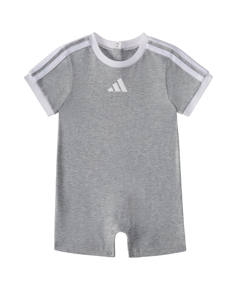 adidas Baby Boys 3-Stripe Short Sleeve Logo Romper