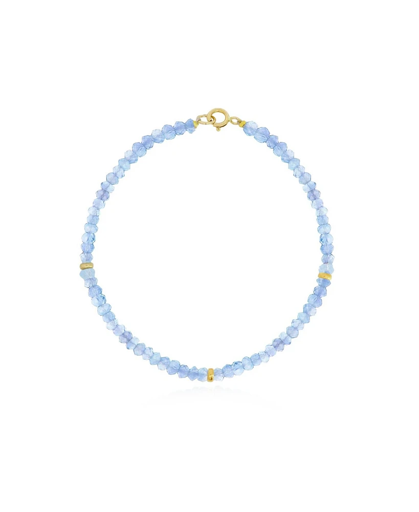 The Lovery Blue Topaz Bead Bracelet 14K Gold