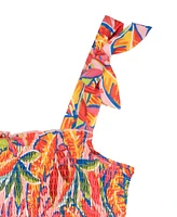 Rare Editions Big Girls Tropical Stretch Print Dress