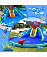 Inflatable Water Park Waterslide for Kids Backyard with 780W Air Blower