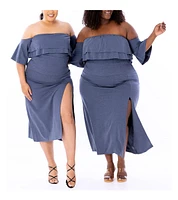 Dai Moda Plus Bridgett High Waist Midi Skirt