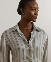 Lauren Ralph Petite Relaxed-Fit Striped Satin Shirt