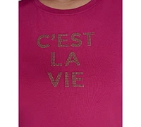 Karl Lagerfeld Paris Plus C'est La Vie Extended-Shoulder Top