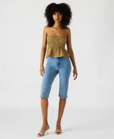 Steve Madden Women's Cambria Strapless Smocked Peplum Top