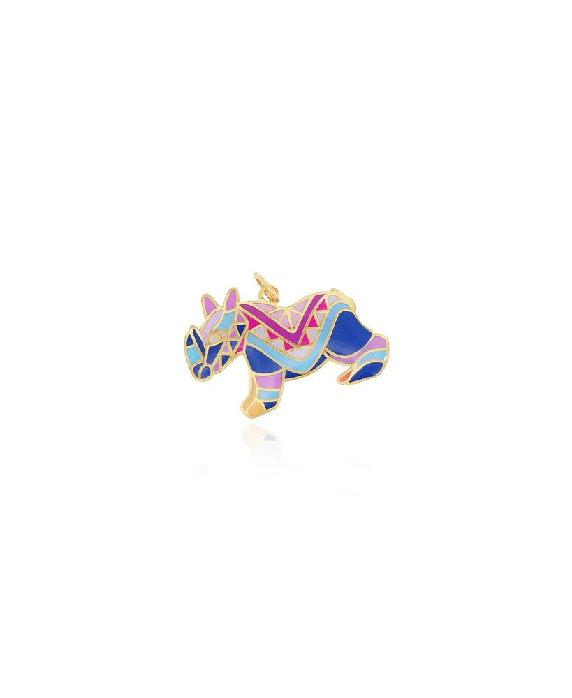 The Lovery Multicolored Enamel Rhino Charm 14K Gold