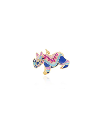 The Lovery Multicolored Enamel Rhino Charm 14K Gold