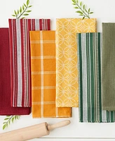Design Imports Assorted Everyday Cotton Dishtowel and Dishcloth, Set of 5