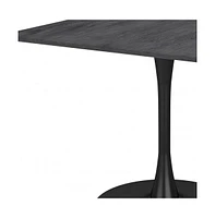 Black Square Dining Table with Sturdy Steel Pedestal Base – Modern Design for Kitchen or Dining Room