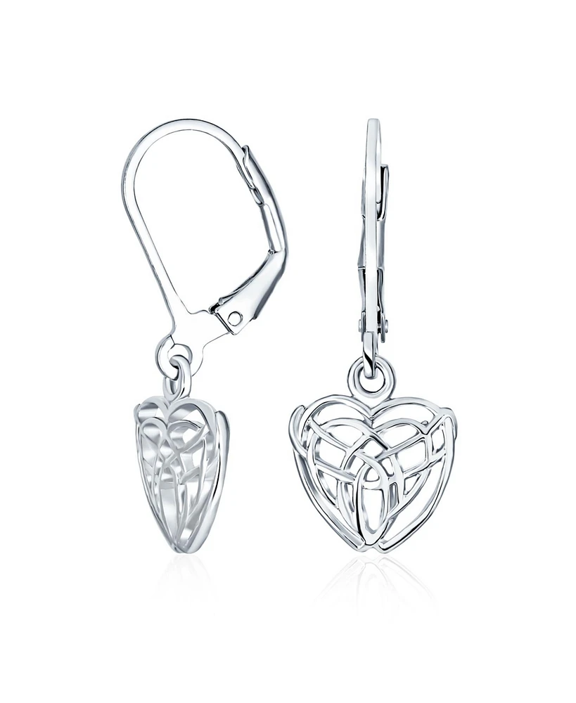 Bling Jewelry Delicate Celtic Knot Dangle Earrings Sterling Silver Heart Shape Bff Friendship