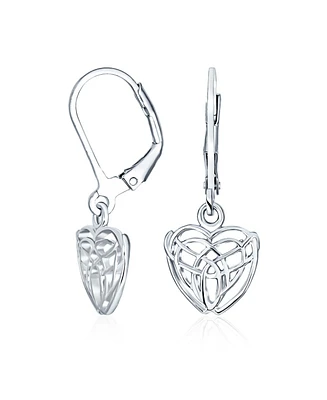 Bling Jewelry Delicate Celtic Knot Dangle Earrings Sterling Silver Heart Shape Bff Friendship