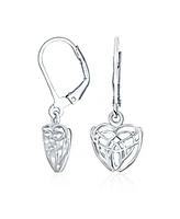 Bling Jewelry Delicate Celtic Knot Dangle Earrings Sterling Silver Heart Shape Bff Friendship