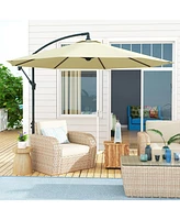 Outsunny Outdoor Crank Umbrella Deck Sun Protection Shade Canopy w/ Stable Base