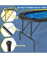 72 x 36 30.5 Inch Foldable Poker Table with 8 Cup Holders