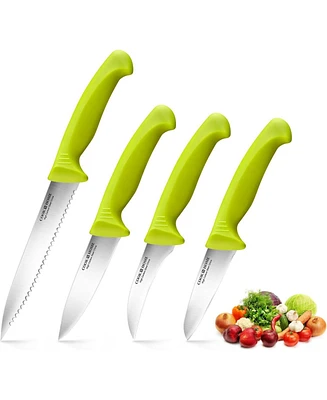 Cook N Home 4-Piece Paring Knife Set,High Carbon German Stainless Steel Kitchen Knives,Ergonomic Handle, Green