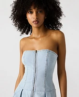 Steve Madden Women's Isla Strapless Denim Midi Dress