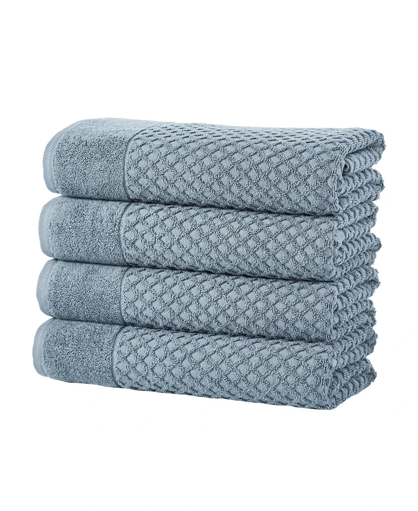 Linery & Co. Quick-Drying Cotton Diamond Waffle Textured 4-Piece Bath Towel Set