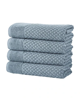 Linery & Co. Quick-Drying Cotton Diamond Waffle Textured 4-Piece Bath Towel Set