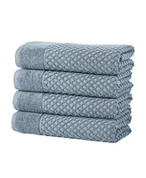 Linery & Co. Quick-Drying Cotton Diamond Waffle Textured 4-Piece Bath Towel Set