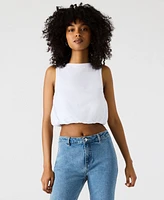 Steve Madden Women's Alta Cotton Sleeveless Bubble-Hem Top
