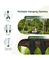60 Inches Platform Tree Swing Outdoor with 2 Hanging Straps