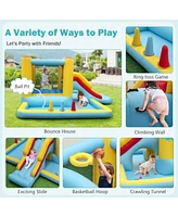 Inflatable Bounce House 7-in-1 Bouncy Castle with Slide and Tunnel without Blower