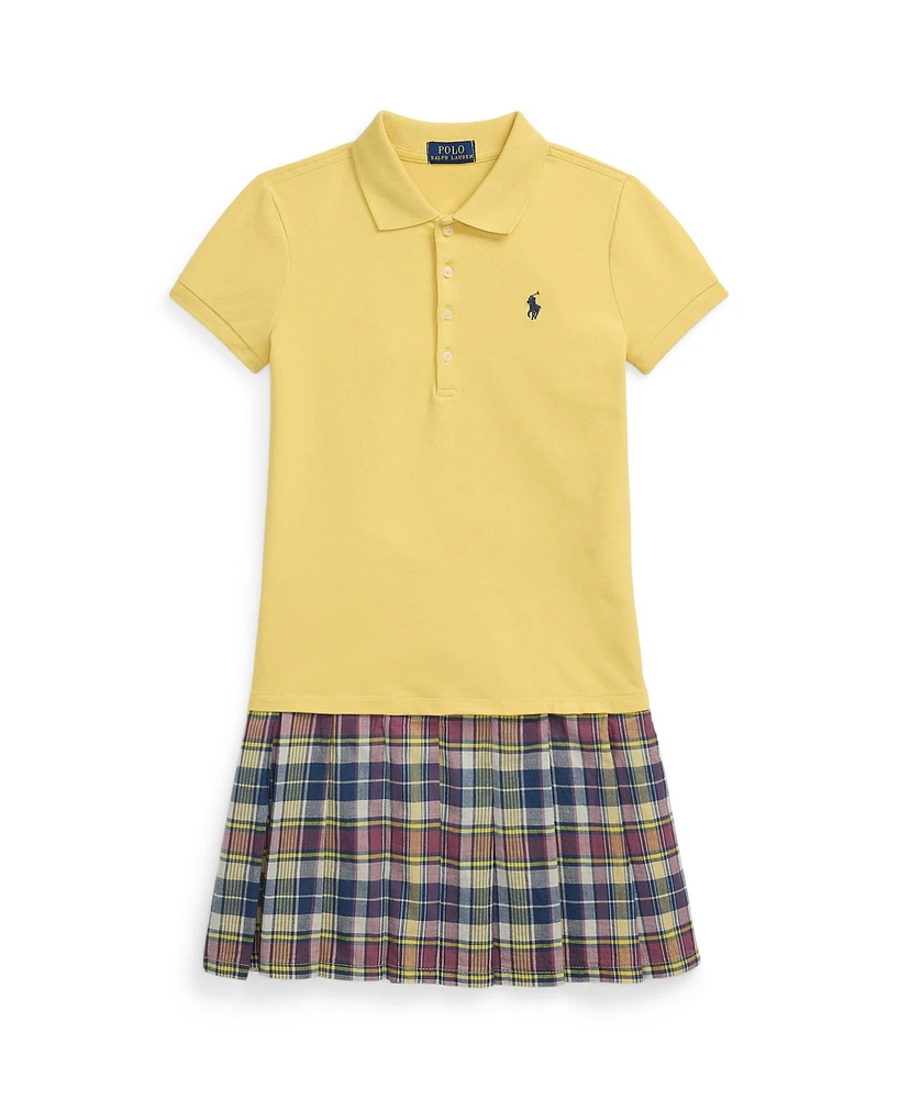 Polo Ralph Lauren Big Girls Plaid Skirt Stretch Mesh Dress