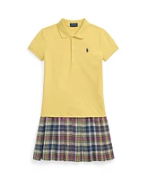Polo Ralph Lauren Big Girls Plaid Skirt Stretch Mesh Dress
