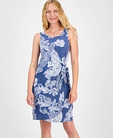 Robbie Bee Women's Printed Sarong Sleeveless Sheath Dress