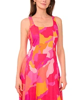 Msk Women's Printed Square-Neck Sleeveless Maxi Dress