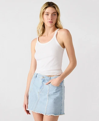 Steve Madden Women's Cheri Frayed-Edge Denim Skirt