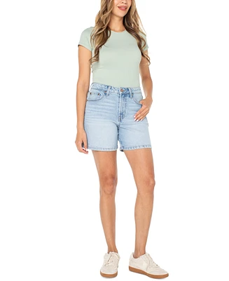 Celebrity Pink Juniors' High-Rise Denim Bermuda Shorts