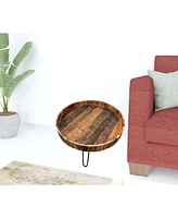 Stylish Solid Wood and Iron Round End Tables for Contemporary Spaces