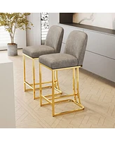 Set of 2 Upholstered Modern Bar Chairs with Metal Frame Counter Height Dining Stools for Kitchen Island Restaurant or Home Bar Seating-The Pop Home