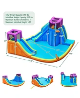 6-in-1 Inflatable Dual Water Slide Bounce House Without Blower
