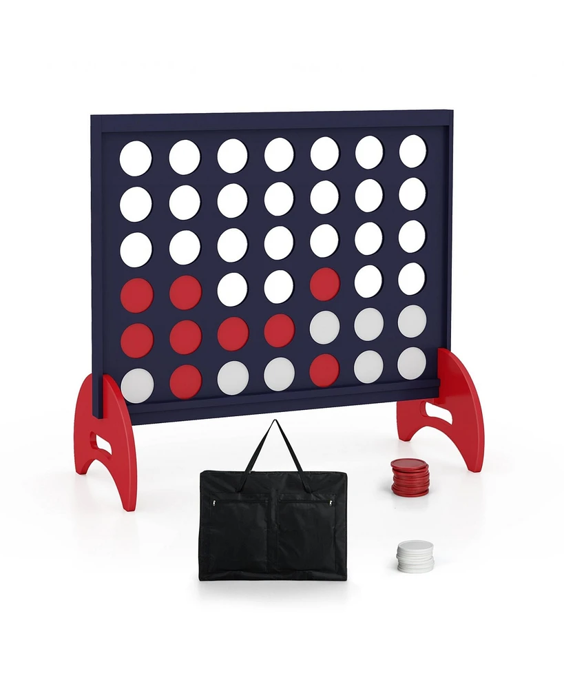 4-in-a-row Game Set Wooden Jumbo 4-to-Score with Carrying Bag
